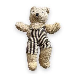 Vintage Eden OshKosh BGosh Teddy Bear Plush 11” Striped Overalls Stuffed Toy